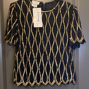 Vintage Silk Sequined Blouse